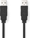 USB-Kabel - USB 2.0 - USB-A Male - USB-A Male - 480 Mbps - Vernikkeld - 1.00 m - Plat - PVC - Zwart - Polybag