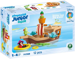 PLAYMOBIL JUNIOR - Peter Pans piratenschip 71769 - Waterfuncties met octopussen en papegaai - Afmetingen 30 x 26 x 18,5 cm