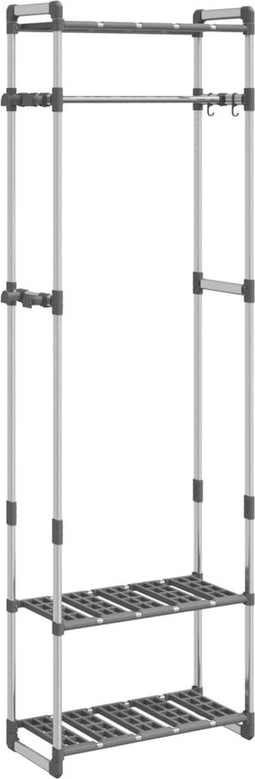 vidaXL - Kledingrek - 3-laags - 59x29x192 - cm - aluminium - zilverkleurig