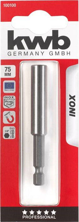 KWB bithouder - 75 mm - RVS - Magnetisch - 1/4" zeskant schacht