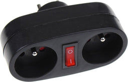 UNIVERSEEL - Domino 2 X 16A - Met Schakelaar - Zwart - 47005