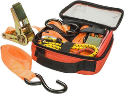 9-delige kwb spanbandenset voor het vastzetten van lading. Inclusief spanbanden, spanbanden met ratel, bagagespanner, waarschuwingsvlag. TÜV-getest, robuust, geschikt voor auto's, bestelwagens, vrachtwagens en dakkoffers