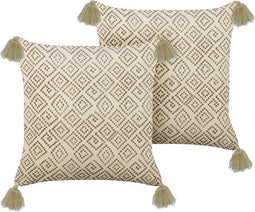 SANTOLINA - Sierkussen set van 2 - Beige - 45 x 45 cm - Fluweel