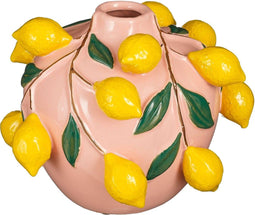 Mica Decorations Vaas Melika - 22x22x17 cm - Keramiek - Licht Roze