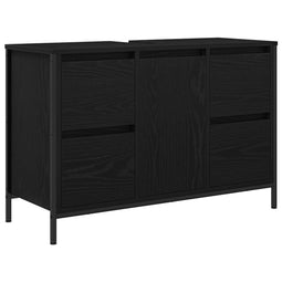 vidaXL - Wastafelkast - met - lades - 90x34,5x60 - cm - zwart - eikenkleurig
