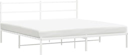 vidaXL - Bedframe - met - hoofdbord - metaal - wit - 200x200 - cm