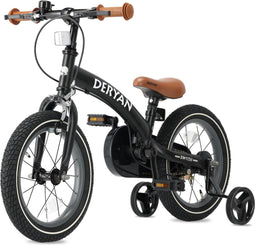 Deryan Luxe Kinderfiets 12 inch - 3-in-1 - Verstelbaar zadel en stuur - Zwart