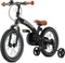 Deryan Luxe Kinderfiets 12 inch - 3-in-1 - Verstelbaar zadel en stuur - Zwart