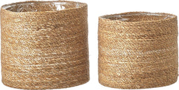 Mica Decorations Atlantic Plantenmand - Set van 2 - H26 x Ø30 cm - Lichtbruin (2 stuks)