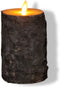 Anna's Collection Led kaars/stompkaars - bruin - berkenhout - H12,5 x D7,5 cm - wax - bewegende vlam