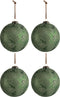 J-Line kerstbal Antiek - glas - groen - large - doos van 4