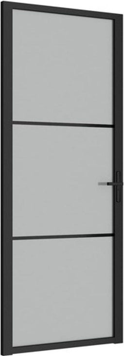 vidaXL - Binnendeur - 83x201,5 - cm - matglas - en - aluminium - zwart