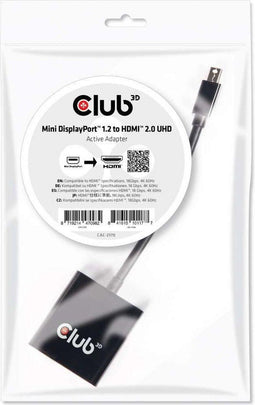 Club3D CAC-2170 - Mini-DisplayPort naar HDMI Adapter - 4K UHD 60 Hz - Zwart