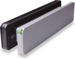 Homebox Isolerende Brievenbus – Tochtvrij en geluiddempend – Inbouw brievenbusklep – Moderne brievenbus met tochtwering – ABS Kunststof – binnenklep lichtgrijs (RAL 7047) – buitenklep aluminium zwart (RAL 9005)– RVS-look – 33.8x7.8 cm (LxB)