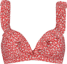 Beachlife Ditsy Flower - Ruffle bikinitop - Voorgevormde cups en beugel - Rood