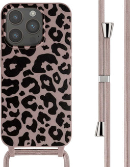 imoshion Hoesje Geschikt voor iPhone 15 Pro Hoesje Met Koord - imoshion Siliconen design hoesje met koord - Roze / Animal Pink
