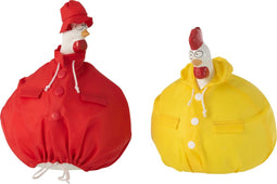 J-Line figuur Kip Regenjas - keramiek - rood/geel - large - 2 stuks
