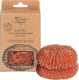 Croll & Denecke Koper spons – Schuurspons voor hardnekkig vuil – 100% Plasticvrij – Antibacterieel – Recyclebaar – 45 gram – 2 Stuks
