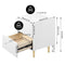 Woltu Nachtkastje NTS10ws03 Hoogglans Wit met Gouden Accenten - 2 Lades - MDF, PVC en Metaal - 40 x