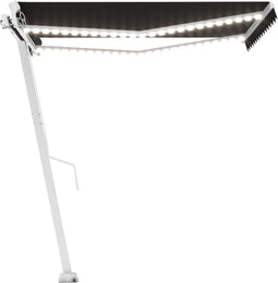 vidaXL - Luifel - handmatig - uittrekbaar - met - LED - 350x250 - cm - antracietkleur