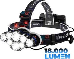 PuroTech Militaire Hoofdlamp - LED Oplaadbaar - 18000 Lumen - Bereik 600m - Waterdicht