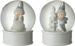 J-Line decoratie Waterbal Engel - polyetheen - grijs - 2 stuks