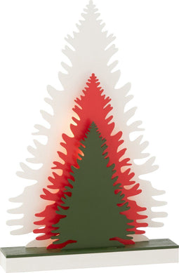 J-Line decoratie Winter bomen - hout - mix - LED lichtjes