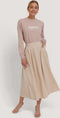 NA-KD Trend - Pleated Midi Rok - Elastische Taille - Beige
