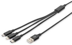 Digitus AK-300160-010-S - 3-in-1 USB-laadkabel - 1 m - Zwart