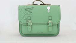 Own Stuff Lederen Boekentas Dino - Pastel groen - Lagere school