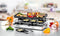 Rommelsbacher Raclettegrill RC 1400 – 8 personen – omkeerbare grillplaat met crêpevormen – gourmetstel met pannen en spatels – antiaanbaklaag – 1500W