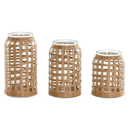 Set van 3 Vazen Home ESPRIT Natuurlijk Kristal 11 x 11 x 21 cm (3 Onderdelen)