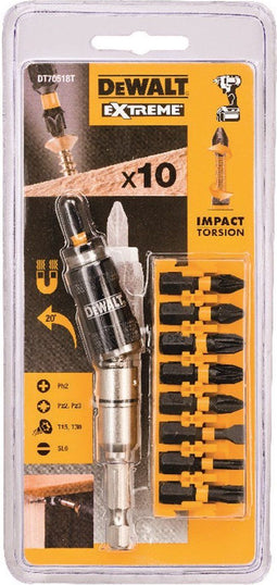 DeWALT DT70518T 10-delige Impact Torsion Schroefbitset + Zwenkbare bit tip houder