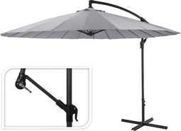 Zweefparasol voor tuin, terras of balkon 300 cm - Kantelbaar | Grijs