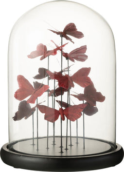 J-Line stolp Vlinders - glas - rood/bordeaux - large