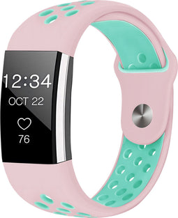 iMoshion Bandje Geschikt voor Fitbit Charge 2 / Mintgroen - iMoshion Siliconen sport band ronde drukknoop zonder pinnetje - Roze