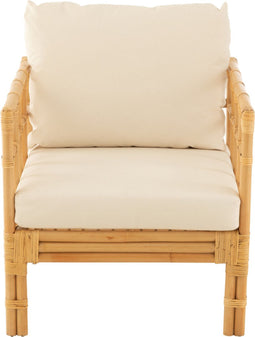 J-Line armstoel Elise + kussen - rotan/textiel - naturel/wit