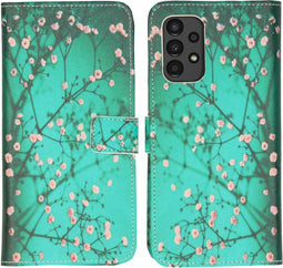 iMoshion Hoesje Geschikt voor Samsung Galaxy A13 (4G) Hoesje Met Pasjeshouder - iMoshion Design Softcase Bookcase - Blauw / Blossom