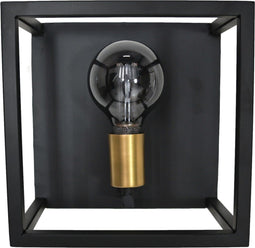 HSM Collection-Wandlamp Kubus-25x18x25-Zwart/Goud-Metaal
