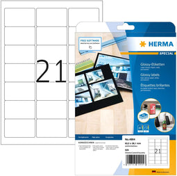 Herma 4904 - Etiketten A4 63.5 x 38.1 mm - Glanzend Wit - (525 stuks)