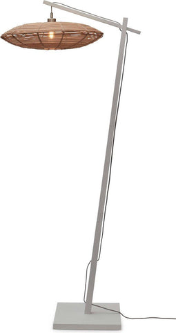 GOOD&MOJO Vloerlamp Tanami - Bamboe Wit/Rotan - 78x55x176cm - Modern - Staande lampen voor Woonkamer - Slaapkamer