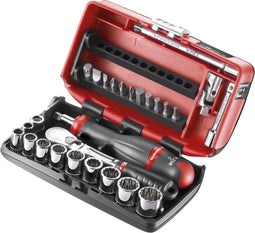 Facom compacte 1/4’’ doppenset 12 kant met ratel met stofdichte kop - RL.NANO112