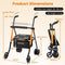 Coast Rollator - 2-in-1 - Lopen en zitten - 5-standen verstelbaar - Aluminium frame - Opvouwbaar - Oranje/Zwart