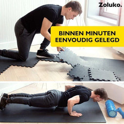 Zoluko Puzzelmat - 48 Stuks - Foam Speelmat - Geluidsabsorberend - Zwart (48 stuks)