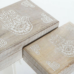 Set decoratieve dozen DKD Home Decor Mangohout 25 x 17 x 8 cm Decapé (2 Stuks)
