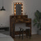 vidaXL - Make-up - Tafel - met - LED - Verlichting - in - Rook - Eiken - - - 79x41x140 - cm
