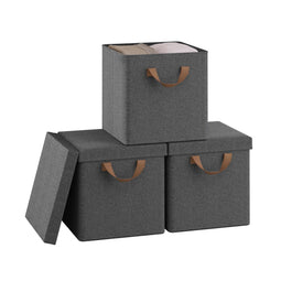 Woltu Opbergboxen Set - 3 Stuks - Opvouwbaar - 27x27x27cm - Grijs (3 stuks)