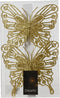 Decoris decoratie vlinders op clip - 2x - goud - 13 cm