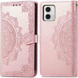 imoshion Hoesje Geschikt voor Motorola Moto G73 Hoesje Met Pasjeshouder - imoshion Mandala Bookcase - Rosé Goud