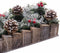 Kerstkaarshouder Wit Rood Groen Natuurlijk Hout Kristal Plastic 30 x 15 cm